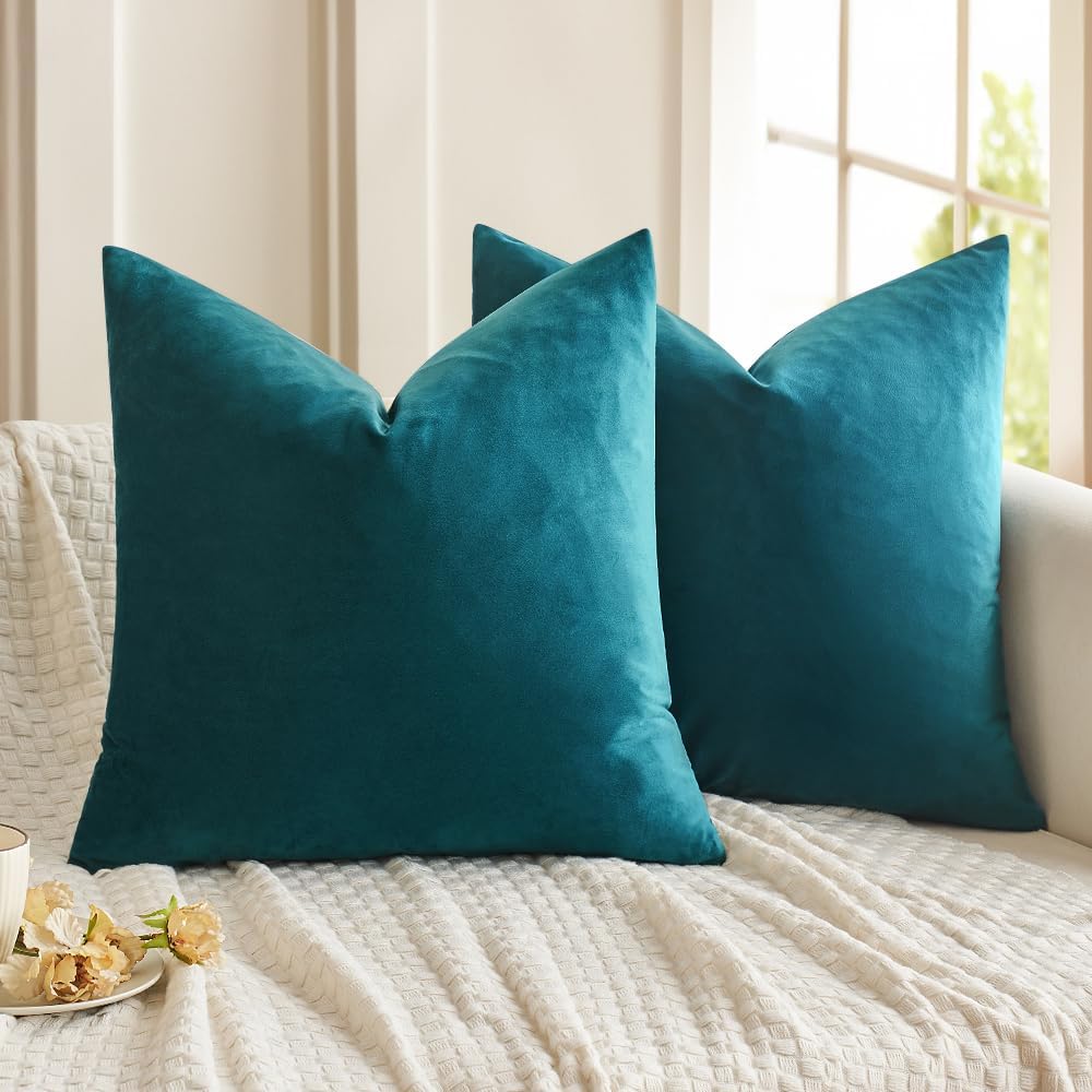 MIULEE Velvet Fall Throw Pillow Covers 20x20 Inch Pack of 2 Burnt Orange