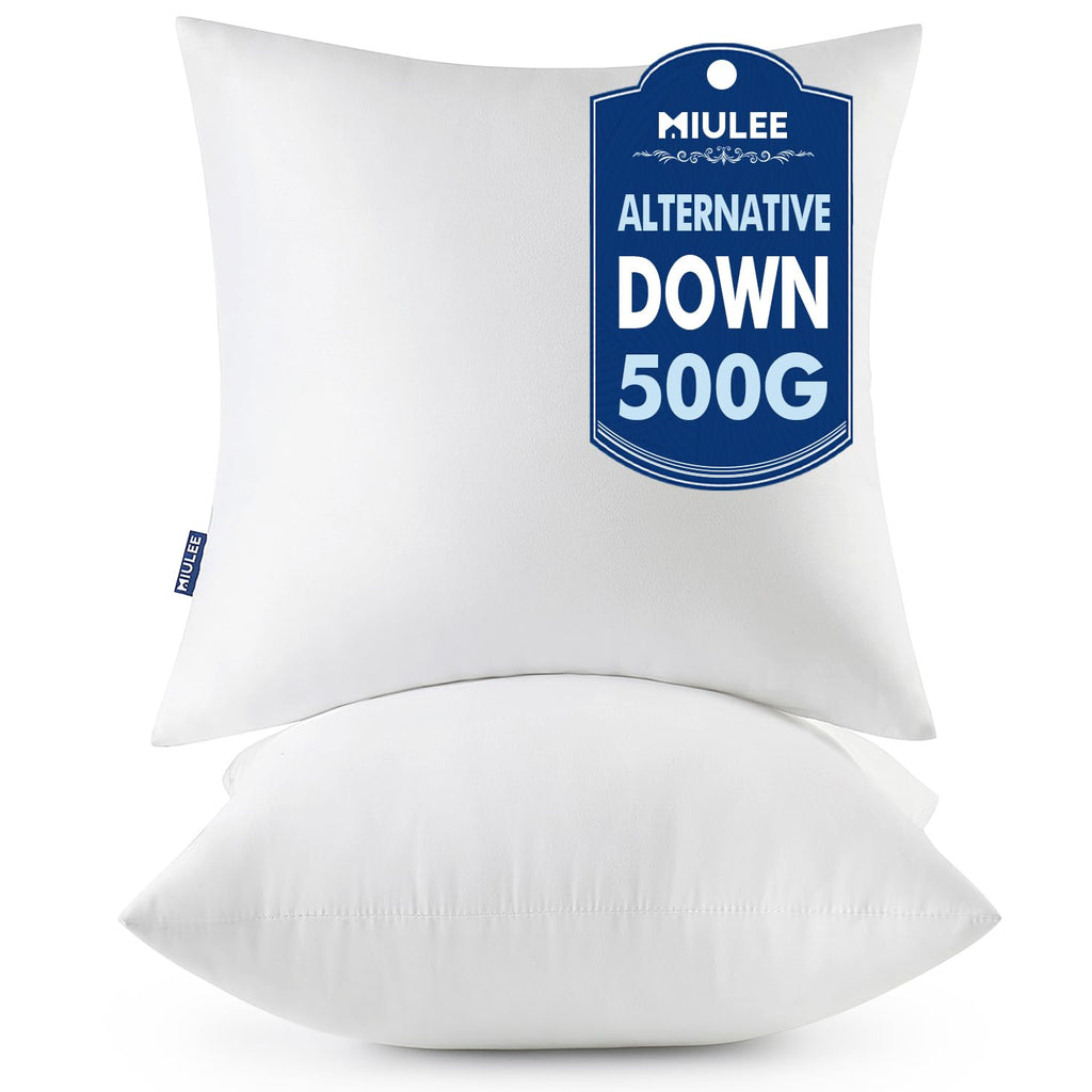 MIULEE 18x18 Throw Pillows Inserts 2 Pack, Decorative Pillows for Couch Bed