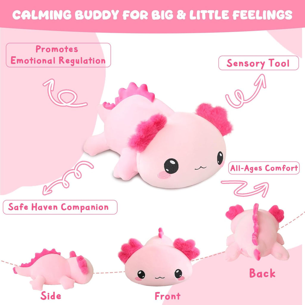 TOYSYM Weighted Stuffed Animals, 1.6 lbs Axolotl Stuffed Animal with Weighted Beads, Cute Plush Toy Pillow Gifts for Adults Kids Boys Girls