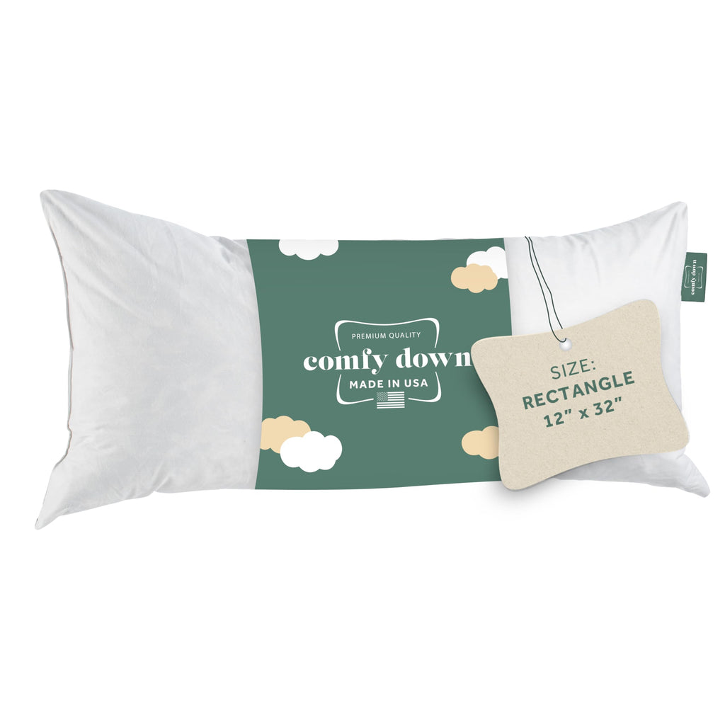 ComfyDown 12x18 Throw Pillow Insert, Down & Feather Fill, 100% Cotton Cover, Made in USA – Premium Soft Decorative Pillow Form Sham Stuffer for Bed, Sofa & Couch