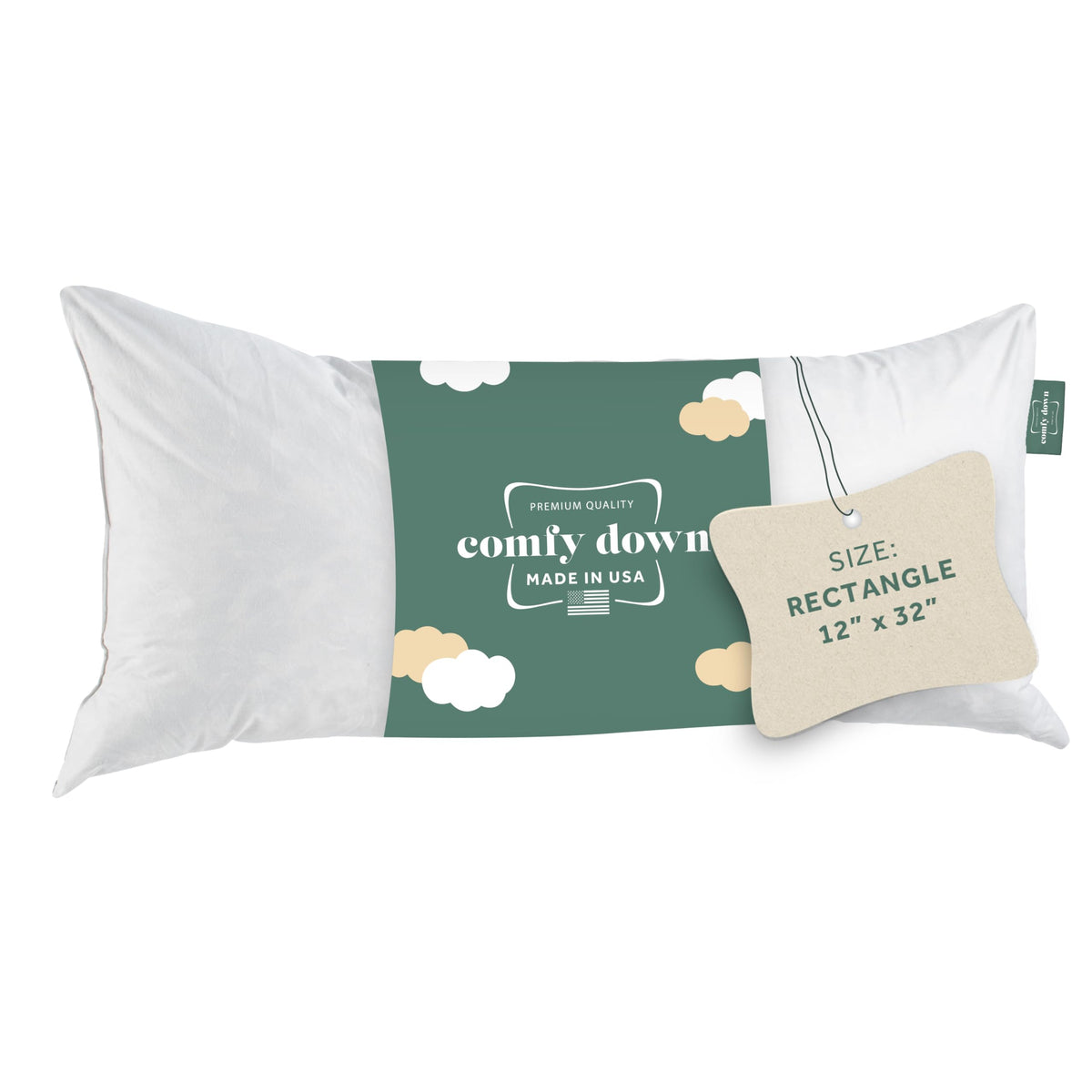 ComfyDown 12x18 Throw Pillow Insert, Down & Feather Fill, 100% Cotton Cover, Made in USA – Premium Soft Decorative Pillow Form Sham Stuffer for Bed, Sofa & Couch