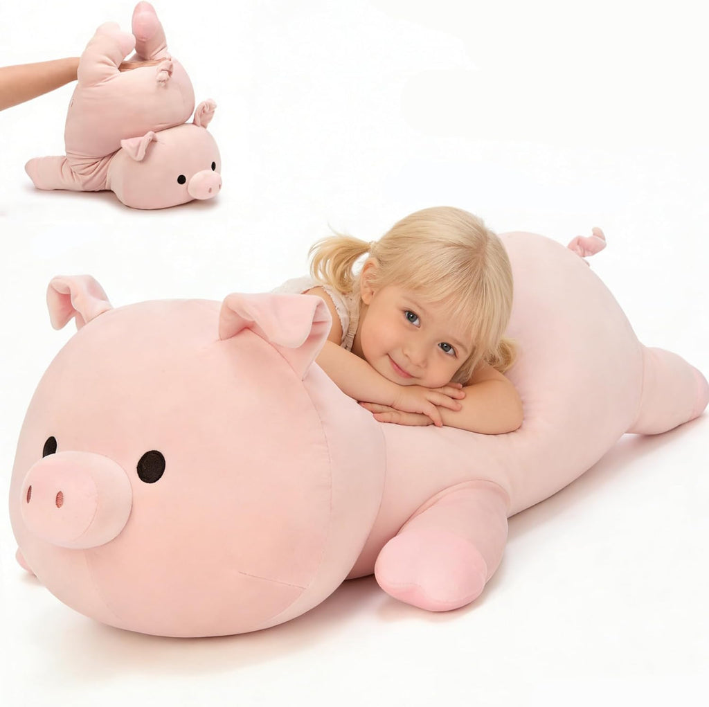 MaoGoLan Pink Pig Plush Pillow– 24" Giant Pig Stuffed Animal Body Pillow