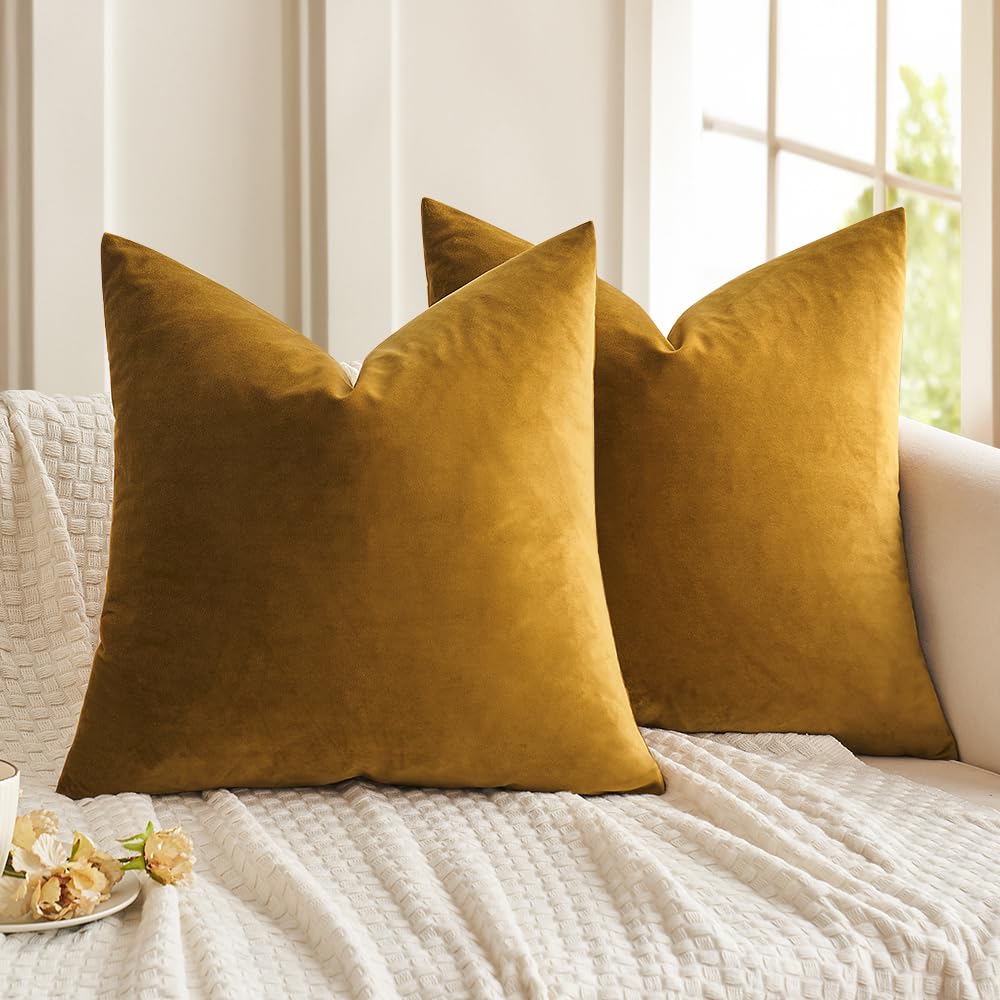 MIULEE Velvet Fall Throw Pillow Covers 20x20 Inch Pack of 2 Burnt Orange
