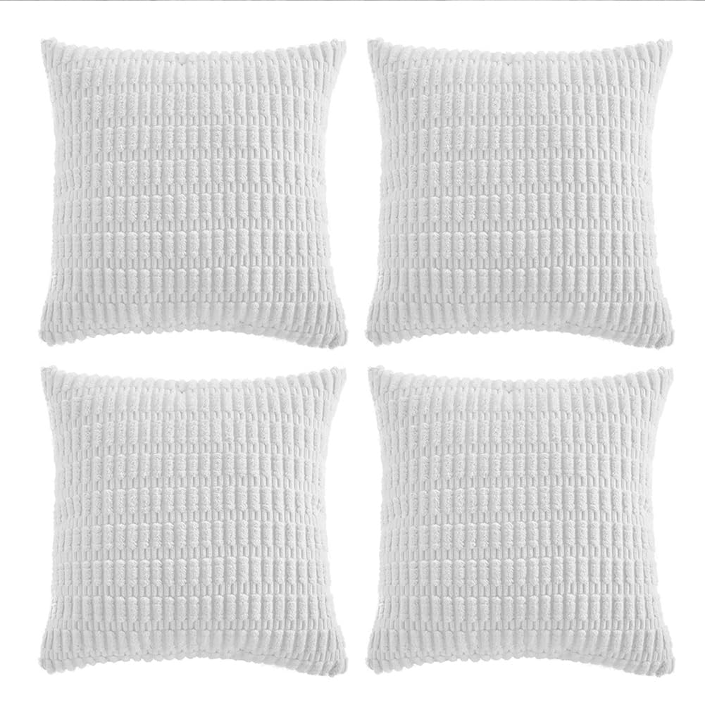 Fancy Homi 4 Packs Decorative Throw Pillow Covers for Living Room Couch Bed, Modern Farmhouse Boho Home Décor Accent Cushion Case, 18" x 18", Neutral