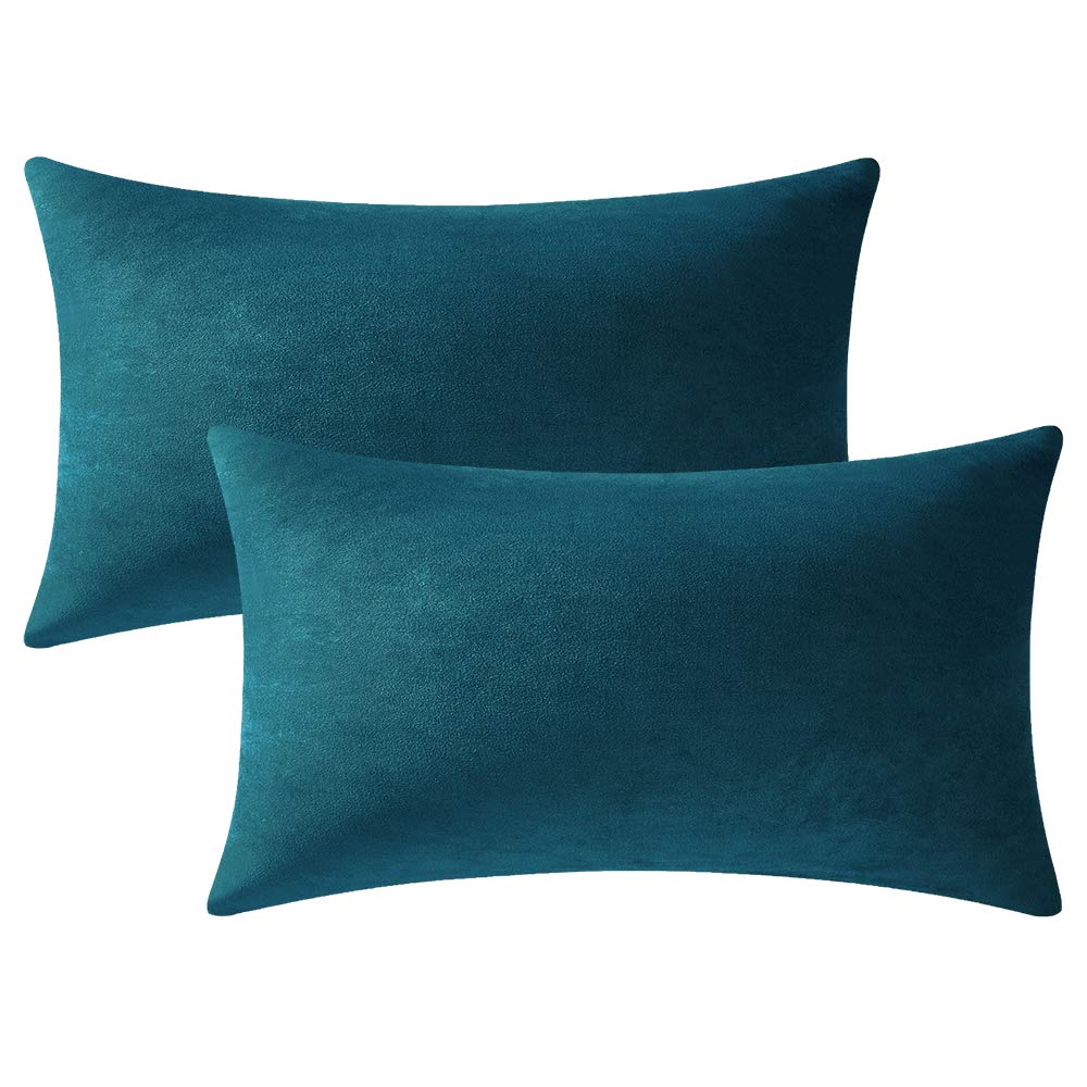 DEZENE Throw Pillow Covers 20x20 Chocolate Brown: Pack of 2 Cozy Soft Velvet Square Modern Luxury Decorative Throw Pillow Cases for Sofa Couch Living Room Bed Home Decor