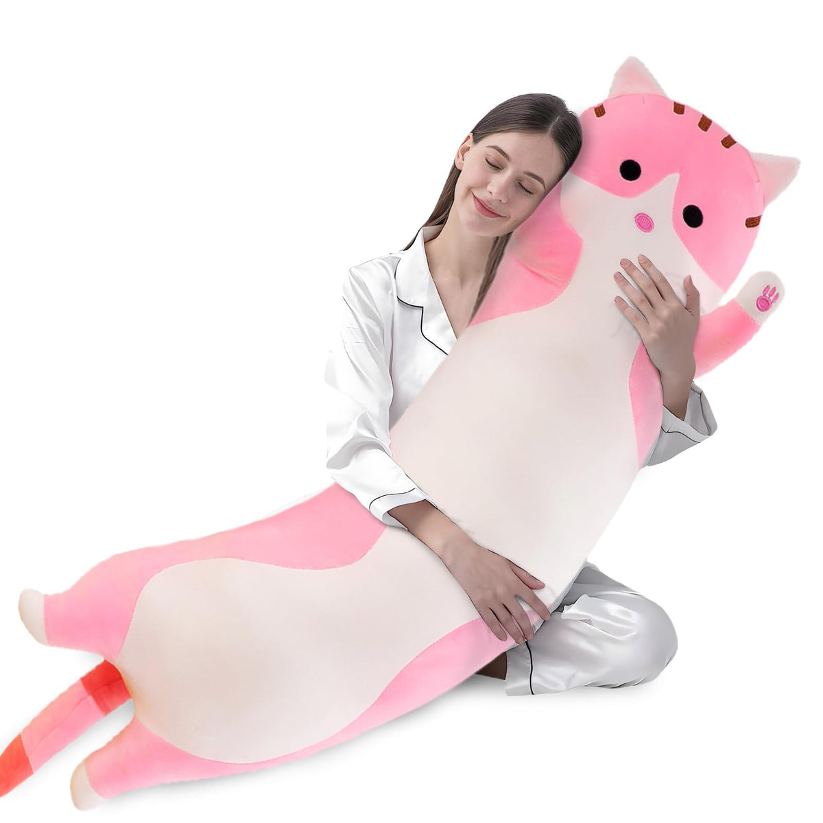 Shangman Long Cat Plush Pillow Stuffed Toy Gift Girlfriend Brown 19.6in