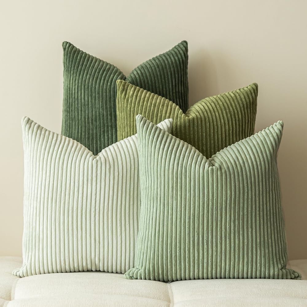 LANANAS Decorative Corduroy Throw Pillow Covers 18x18 Inch Neutral Brown