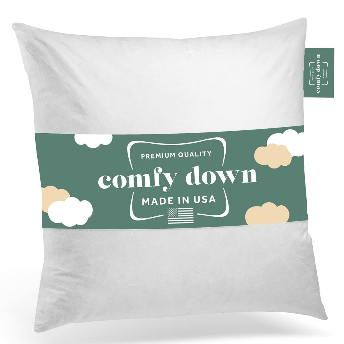 ComfyDown 12x18 Throw Pillow Insert, Down & Feather Fill, 100% Cotton Cover, Made in USA – Premium Soft Decorative Pillow Form Sham Stuffer for Bed, Sofa & Couch