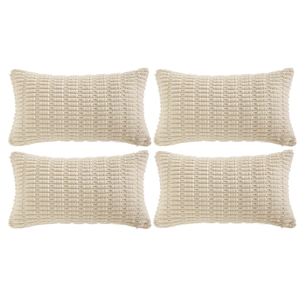 Fancy Homi 4 Packs Decorative Throw Pillow Covers for Living Room Couch Bed, Modern Farmhouse Boho Home Décor Accent Cushion Case, 18" x 18", Neutral