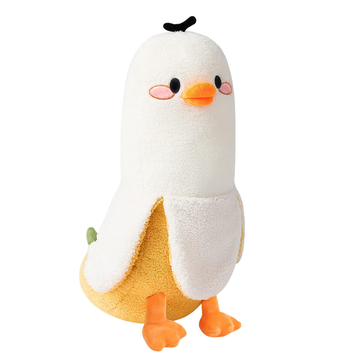 PEACH CAT Banana Duck Plush Toy Cute Plushie Hugging Plush Pillow Duck Stuffed Animal for Girls and Boys White 12"