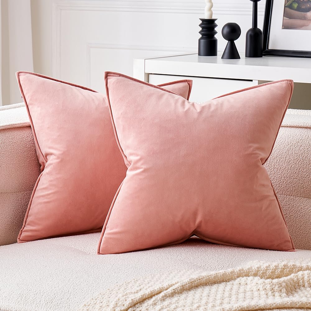 MIULEE Decorative Brown Velvet Throw Pillow Covers for Couch 22x22 Inch