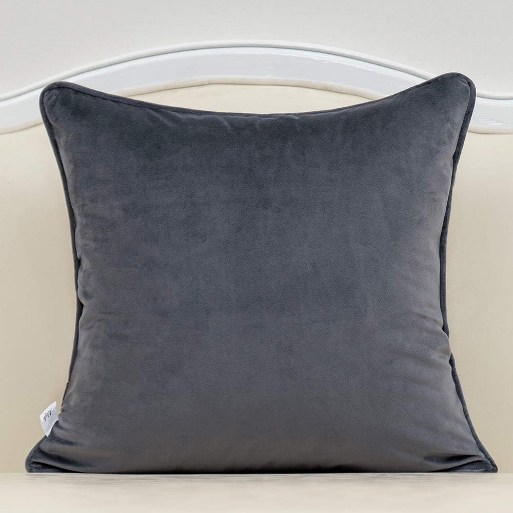 Alerfa 18 x 18 Inch Gray Silver Square Maple Leaf Pillow Embroidery Cut Velvet Cushion Case Luxury Modern Lumbar Throw Pillow Cover Decorative Pillow for Couch Sofa Living Room Bedroom Car