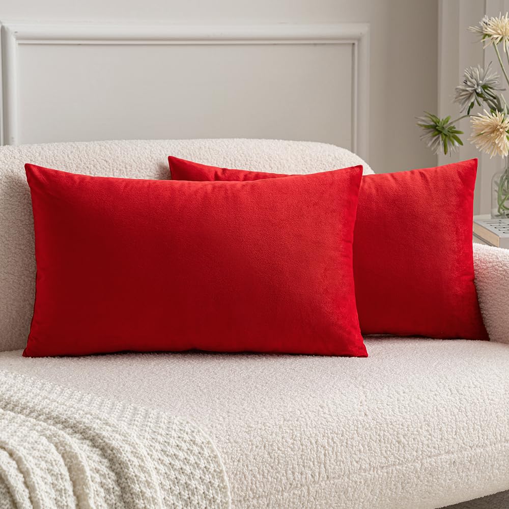 MIULEE Velvet Fall Throw Pillow Covers 20x20 Inch Pack of 2 Burnt Orange