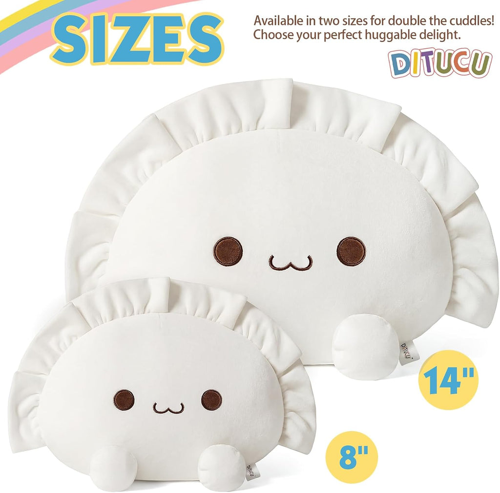 Ditucu Cute Pierogi Pillow Dumpling Plush Funny Food Soup Stuffed Animal Plushies Toys Soft Hugging Gifts for Kids White 8 inch