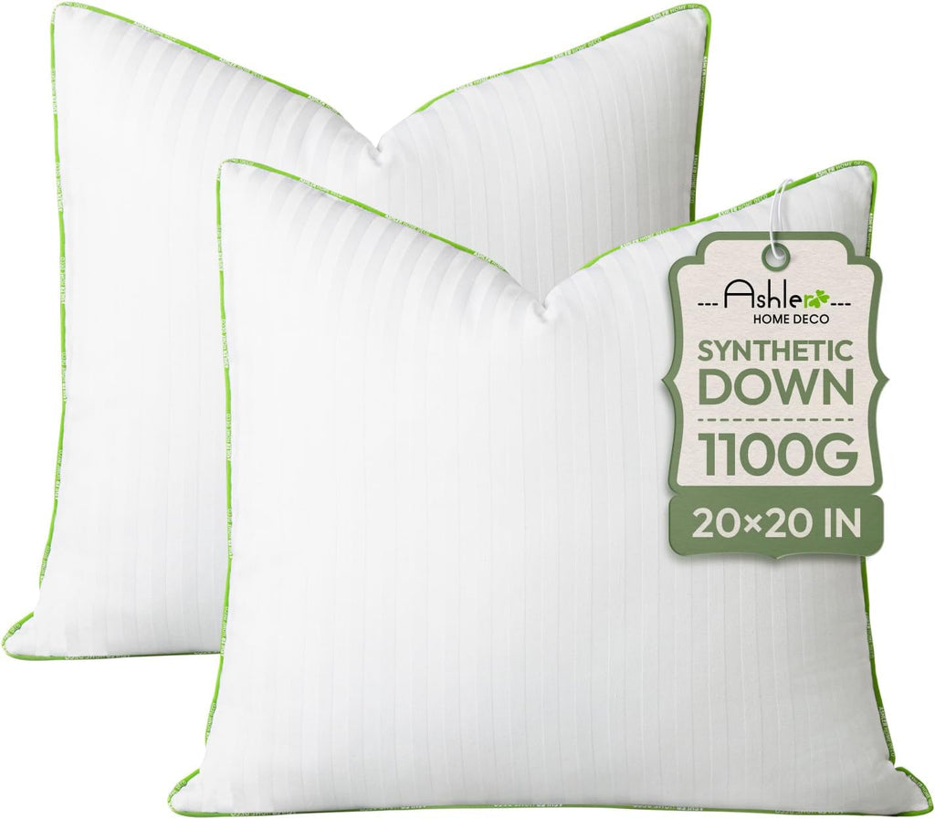 Ashler Synthetic Down Pillow Inserts, 20x20, Set of 2
