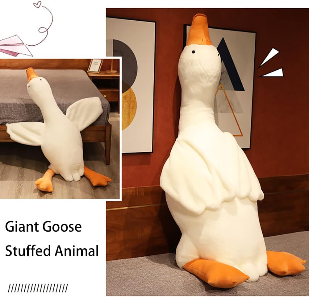Srutirbo Giant White Goose Plush-51 in Soft Furry Swan Stuffed Animal Pillow,Huge Goose Plush Hugging Pillow Gifts for Every Age (51 in)