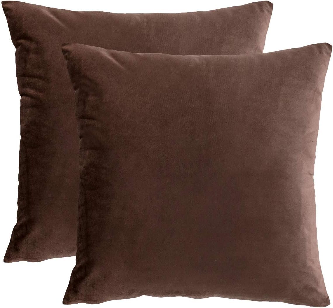 RainRoad Velvet Gray Throw Pillow Covers18x18 Inch,Set of 2