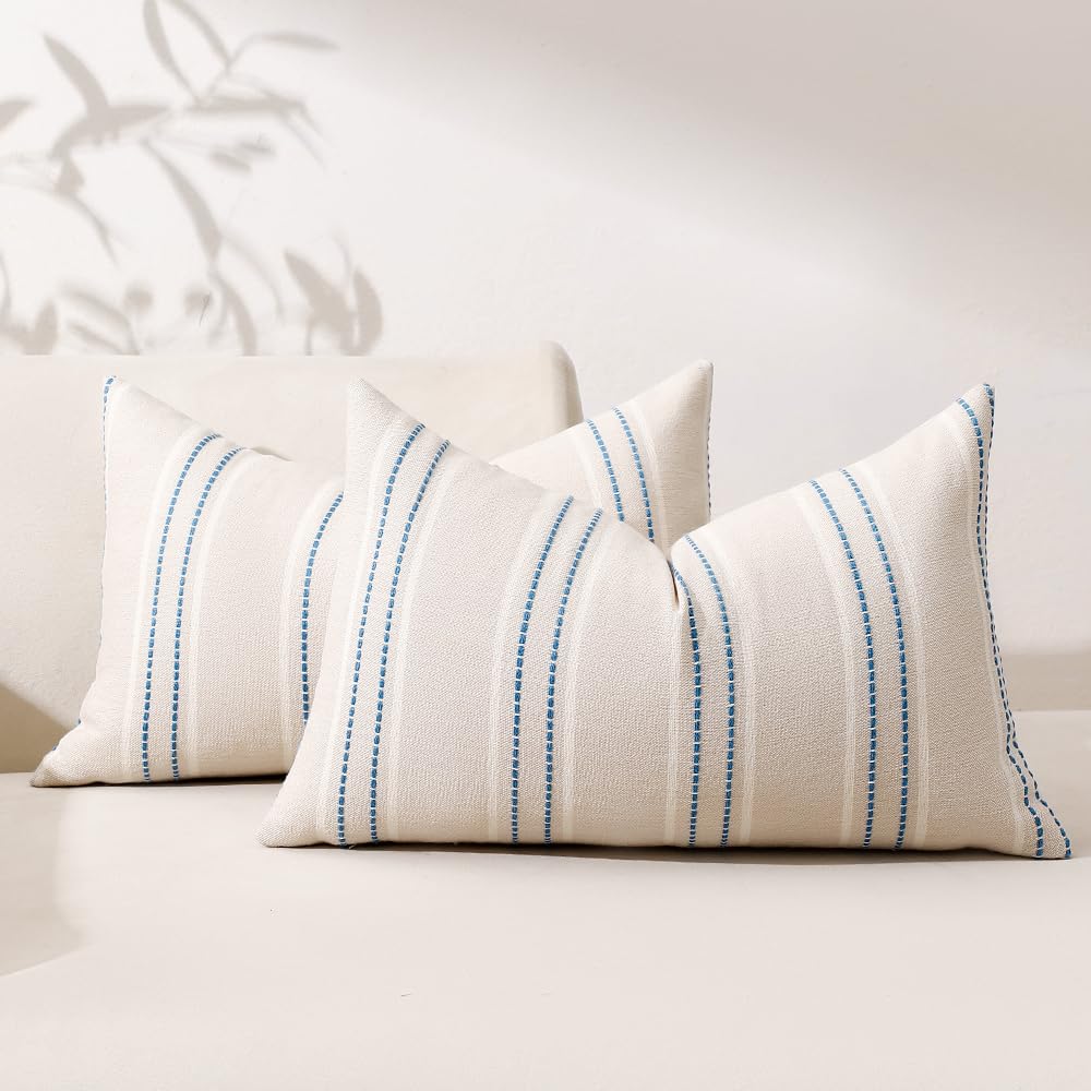 Hckot Decorative Throw Pillow Covers 20x20 Set of 2 Striped Pillow Covers