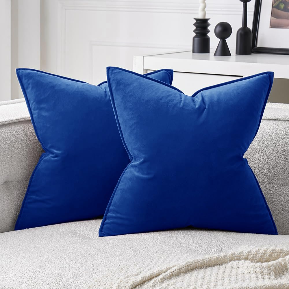 MIULEE Decorative Brown Velvet Throw Pillow Covers for Couch 22x22 Inch