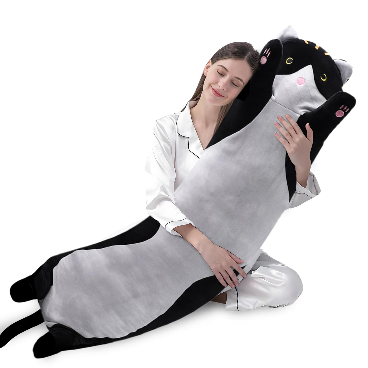 Shangman Long Cat Plush Pillow Stuffed Toy Gift Girlfriend Brown 19.6in