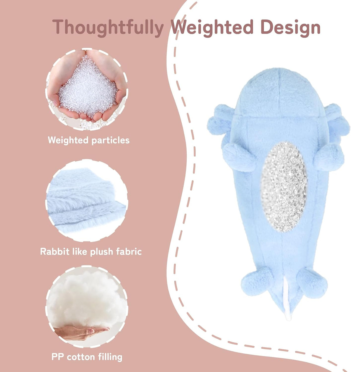 Niuniu Daddy Weighted Stuffed Animals, 25 in 5 lbs, Axolotl Calming Plush
