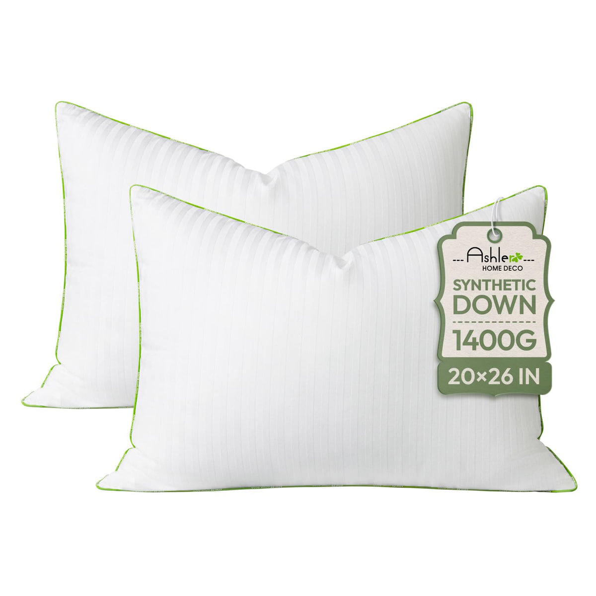 Ashler Synthetic Down Pillow Inserts, 20x20, Set of 2