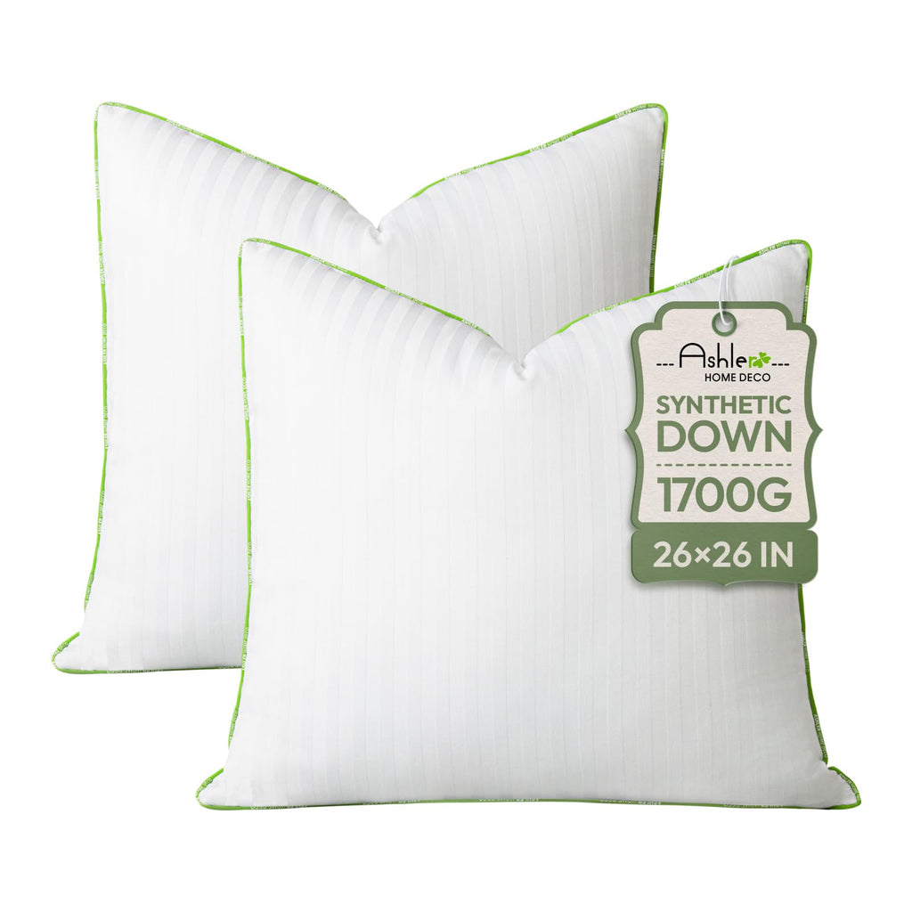 Ashler Synthetic Down Pillow Inserts, 20x20, Set of 2