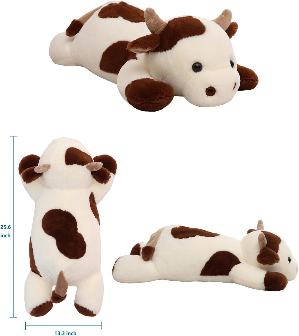 YESGIRL 25.6 inch 5 lbs Cow Weighted Stuffed Animals, Plush Toy Pillow Gift