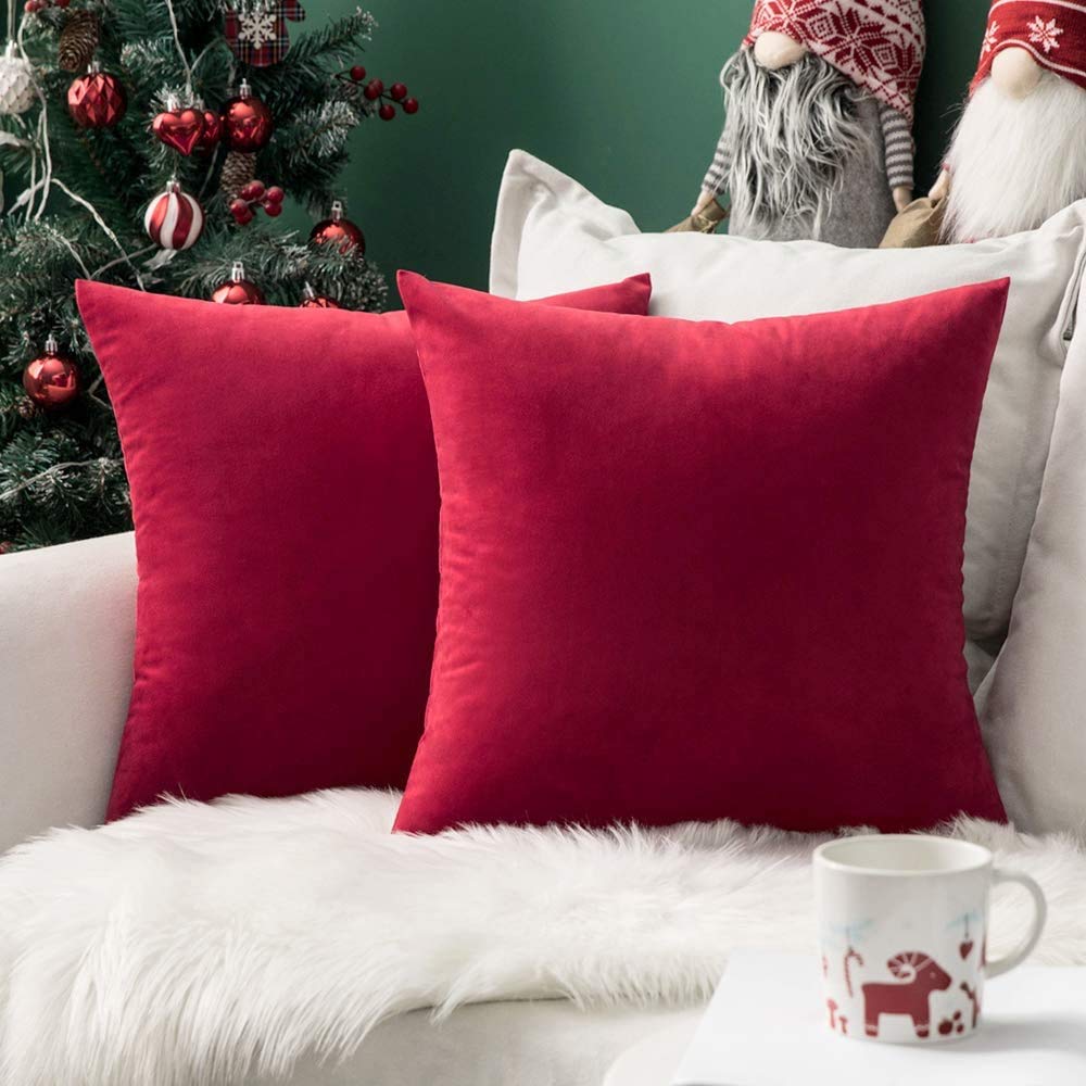 MIULEE Velvet Fall Throw Pillow Covers 20x20 Inch Pack of 2 Burnt Orange