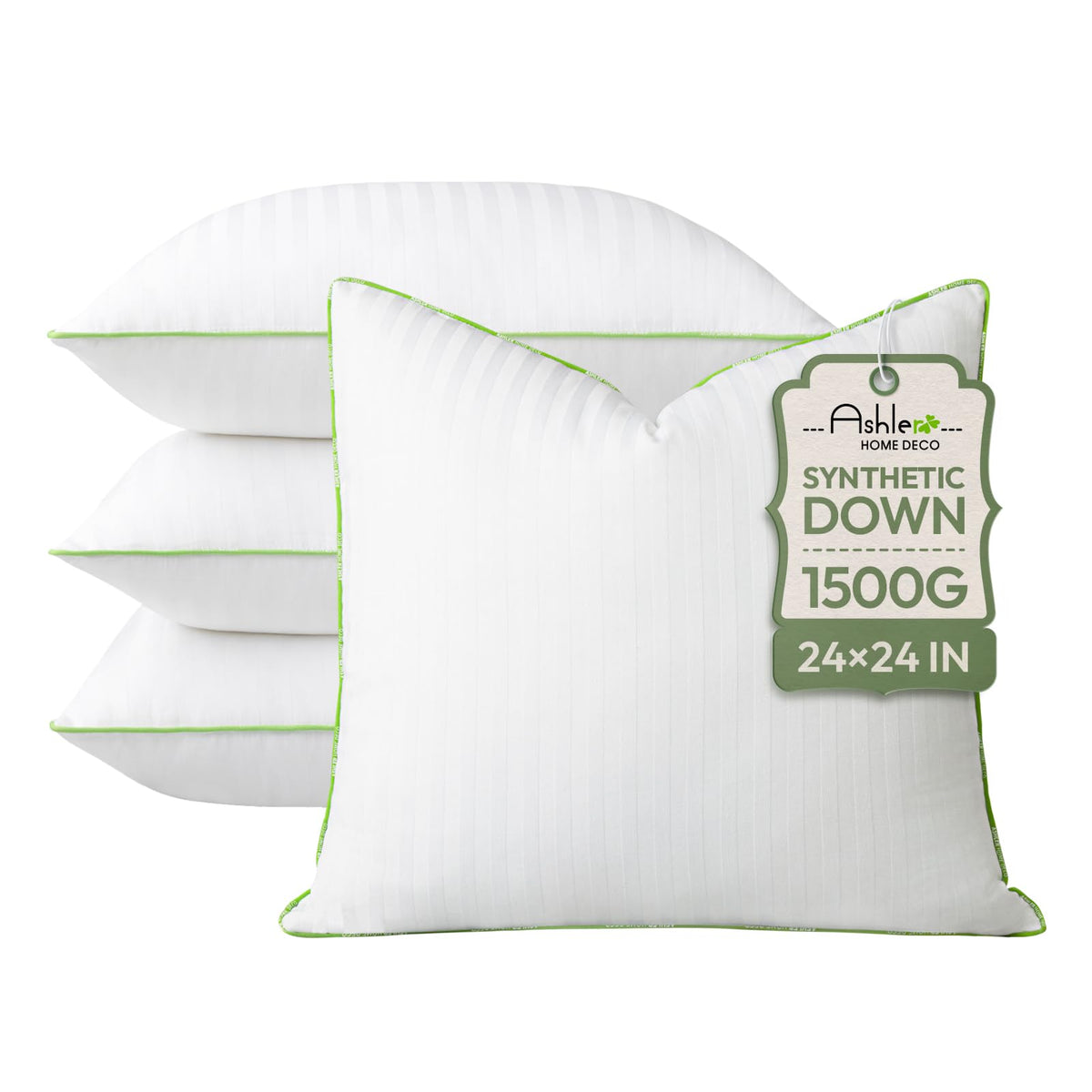 Ashler Synthetic Down Pillow Inserts, 20x20, Set of 2