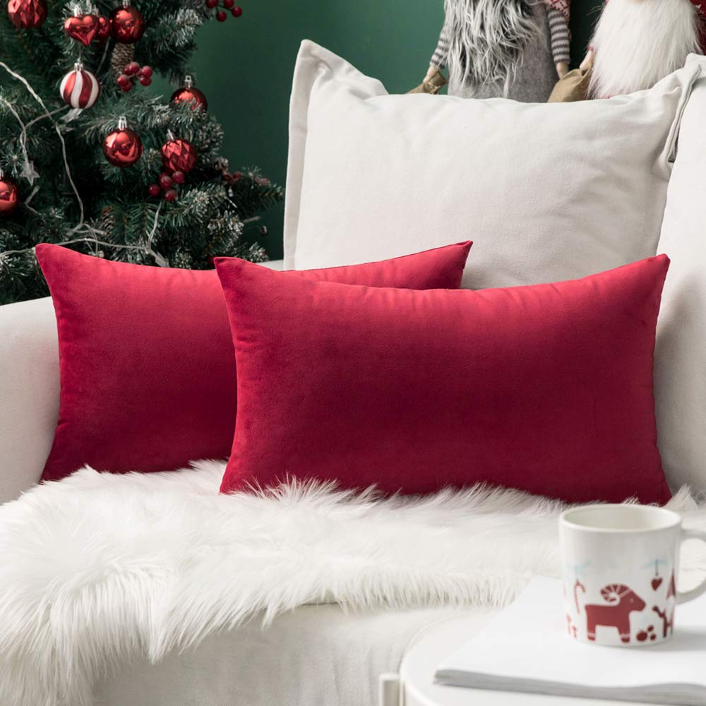 MIULEE Velvet Fall Throw Pillow Covers 20x20 Inch Pack of 2 Burnt Orange