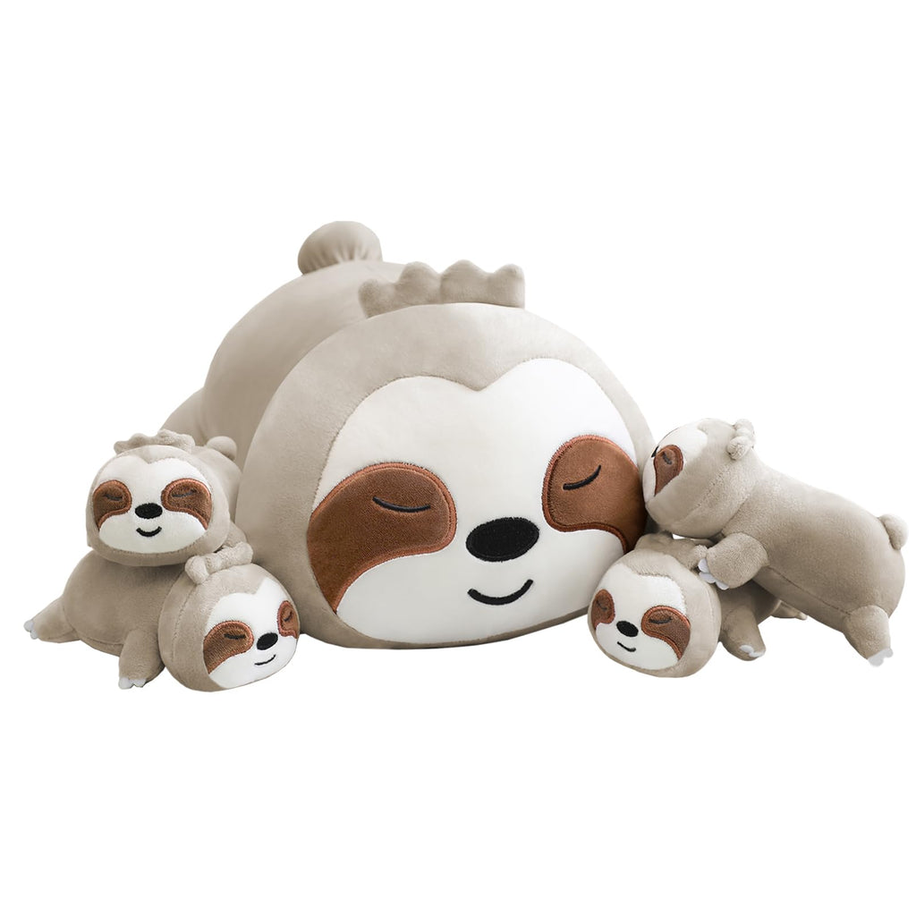 TOYSYM Chubby Blob Seal Pillow Cute Seal Plush with 4 Baby Plushies in Her Tummy, Soft Large Stuffed Animals Toy Gifts for Kids (20inch)