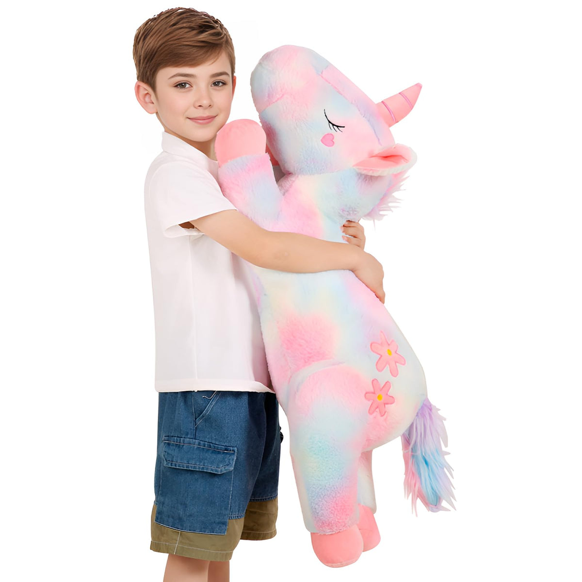 32inch Cute Giant Pink Unicorn Plush, Jumbo Soft Body Pillow Pet, Large Rainbow Unicorn Stuffed Animals Toy, Big Doll for Kids Girls and Boys, Birthday