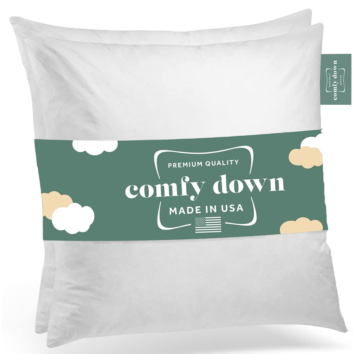 ComfyDown 12x18 Throw Pillow Insert, Down & Feather Fill, 100% Cotton Cover, Made in USA – Premium Soft Decorative Pillow Form Sham Stuffer for Bed, Sofa & Couch