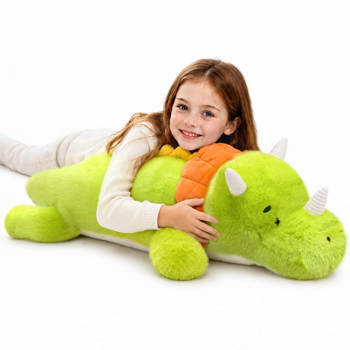 Tianmihou 32 Inch Giant Dinosaur Plush Body Pillow, Cute Long Dinosaur Stuffed Animal, Large Soft Big Dinosaur Plushies Toy, Gifts for Kids Boys Girls Teens Birthday