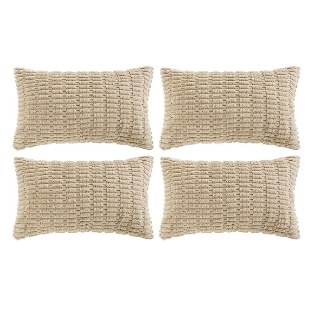 Fancy Homi 4 Packs Decorative Throw Pillow Covers for Living Room Couch Bed, Modern Farmhouse Boho Home Décor Accent Cushion Case, 18" x 18", Neutral