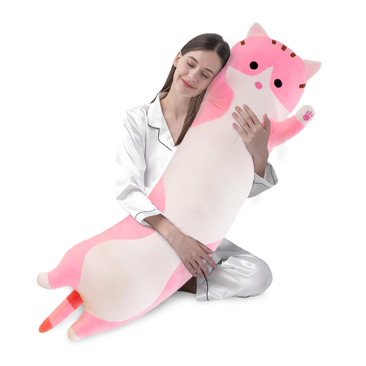 Shangman Long Cat Plush Pillow Stuffed Toy Gift Girlfriend Brown 19.6in