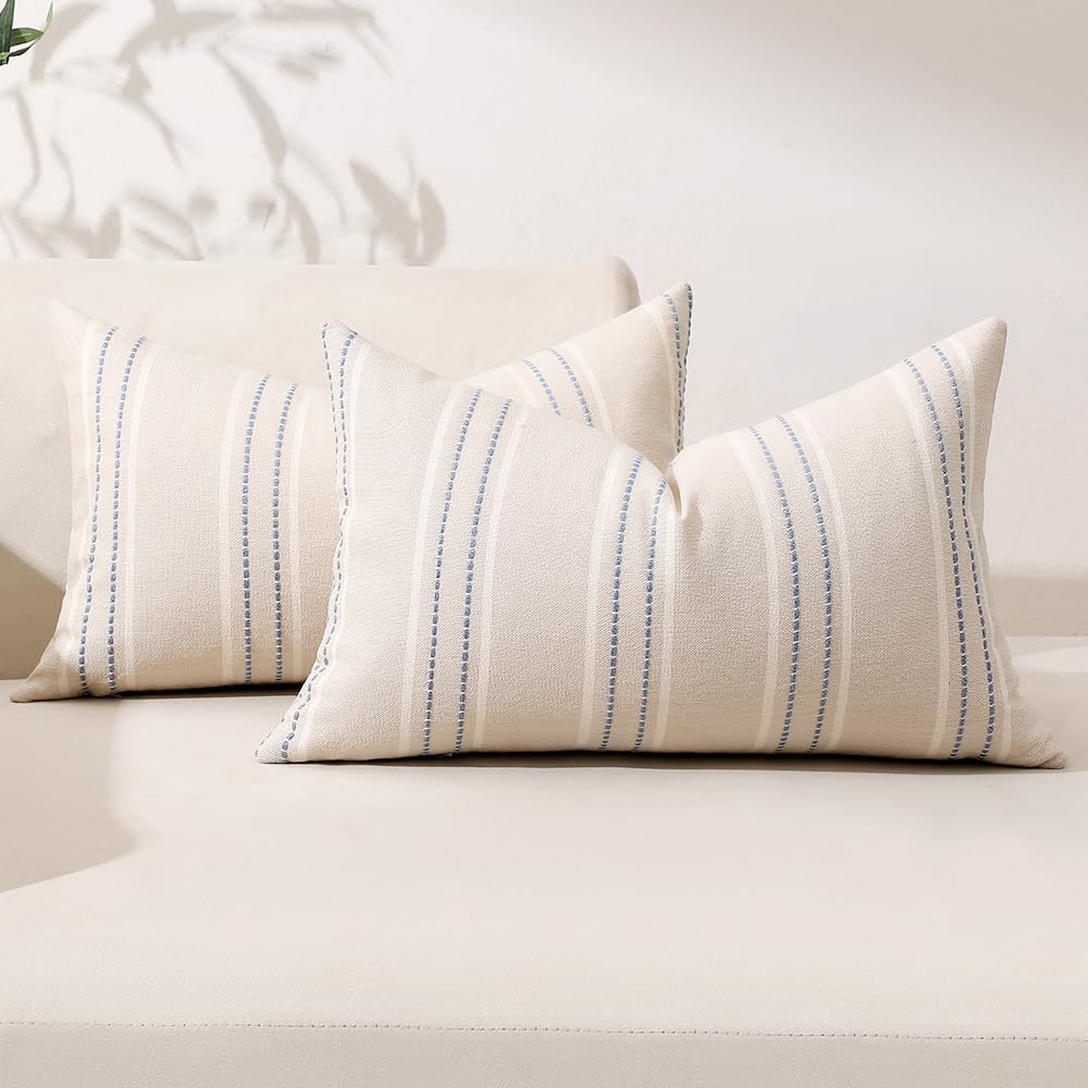 Hckot Decorative Throw Pillow Covers 20x20 Set of 2 Striped Pillow Covers