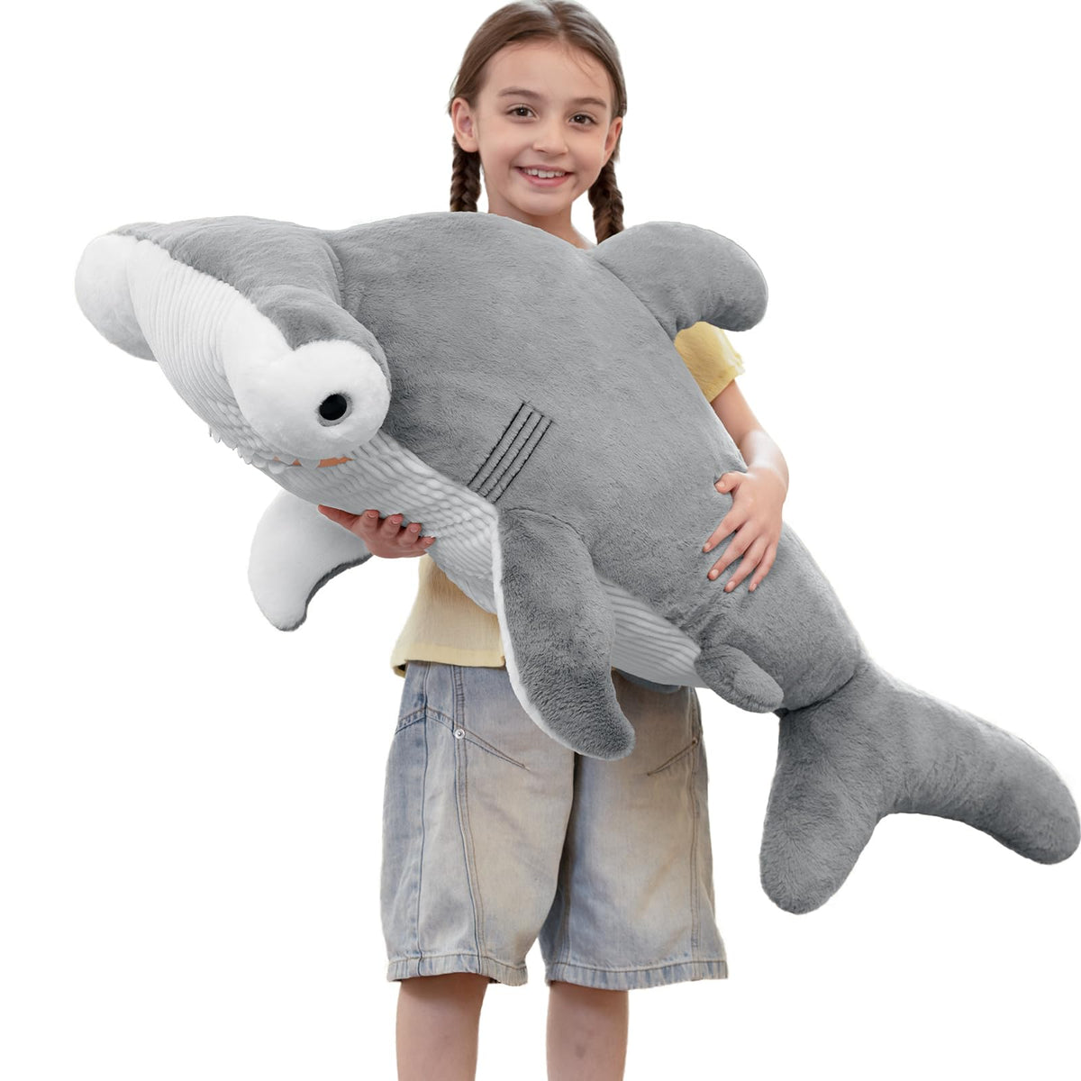 Tezituor 24 Inch Narwhal Stuffed Animal, Hugging Soft Ocean Narwhal Pillow Gift for Girls Kids, Cute Pink Large Stuffed Whale Plush Toy Christmas Deaor Gift