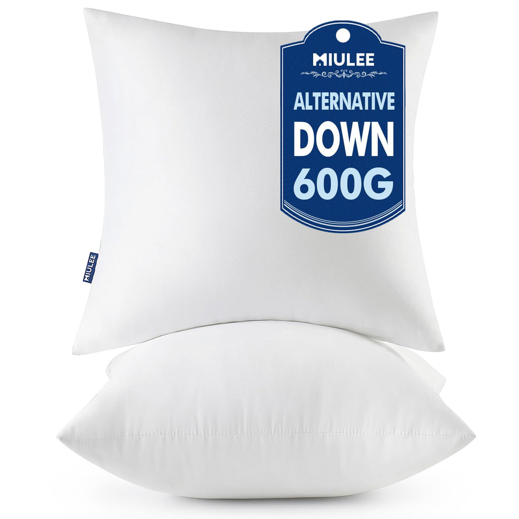 MIULEE 18x18 Throw Pillows Inserts 2 Pack, Decorative Pillows for Couch Bed