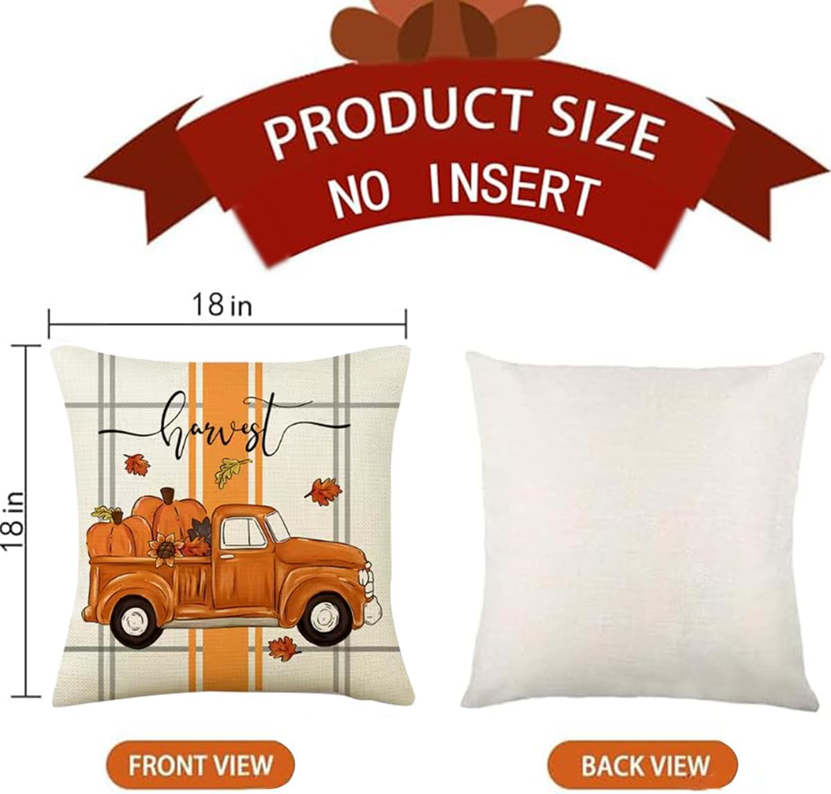 PSDWETS Throw Pillow Covers 18x18 Set of 4 for Fall Decor,Fall Decorations Maple Leaves Pumpkin Farmhouse Autumn Thanksgiving Cushion Cover for Home Sofa Couch