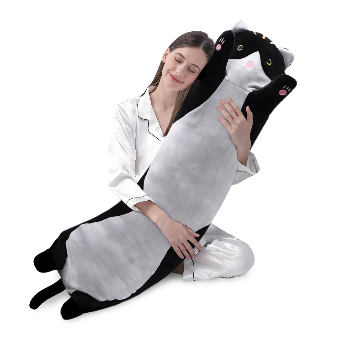 Shangman Long Cat Plush Pillow Stuffed Toy Gift Girlfriend Brown 19.6in