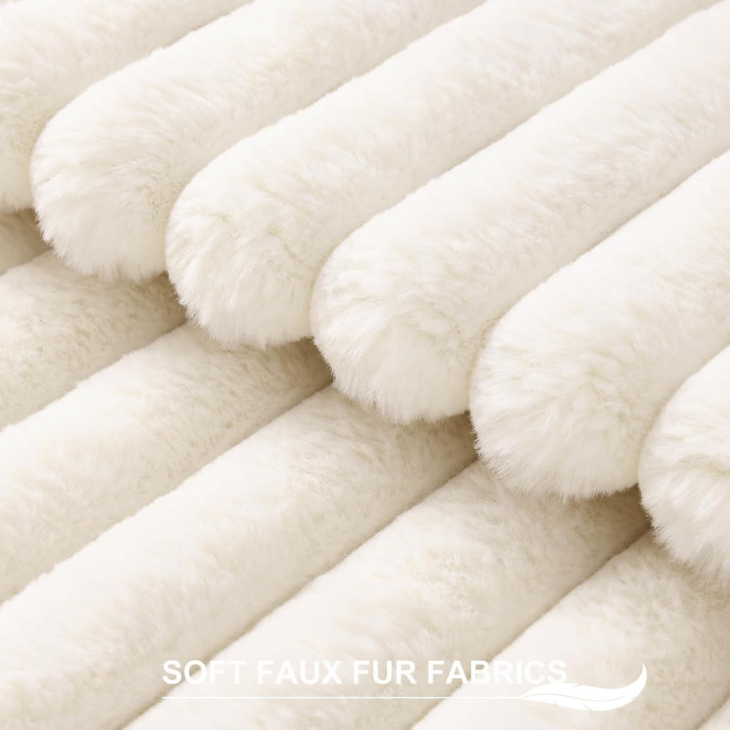 Pallene Faux Fur Decorative Throw Pillow Covers 18x18 Set of 2, Cream White
