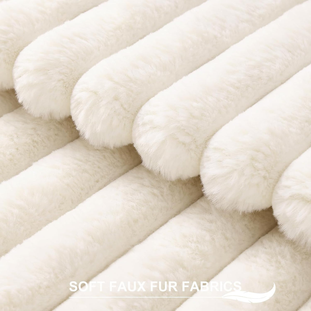 Pallene Faux Fur Decorative Throw Pillow Covers 18x18 Set of 2, Cream White