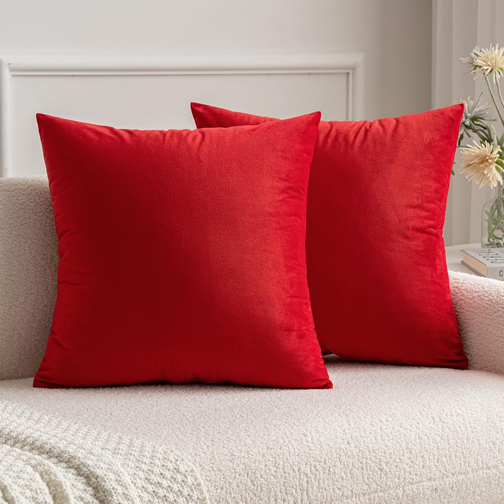 MIULEE Velvet Fall Throw Pillow Covers 20x20 Inch Pack of 2 Burnt Orange