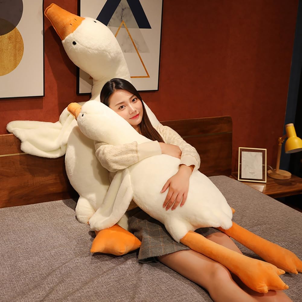 Srutirbo Giant White Goose Plush-51 in Soft Furry Swan Stuffed Animal Pillow,Huge Goose Plush Hugging Pillow Gifts for Every Age (51 in)
