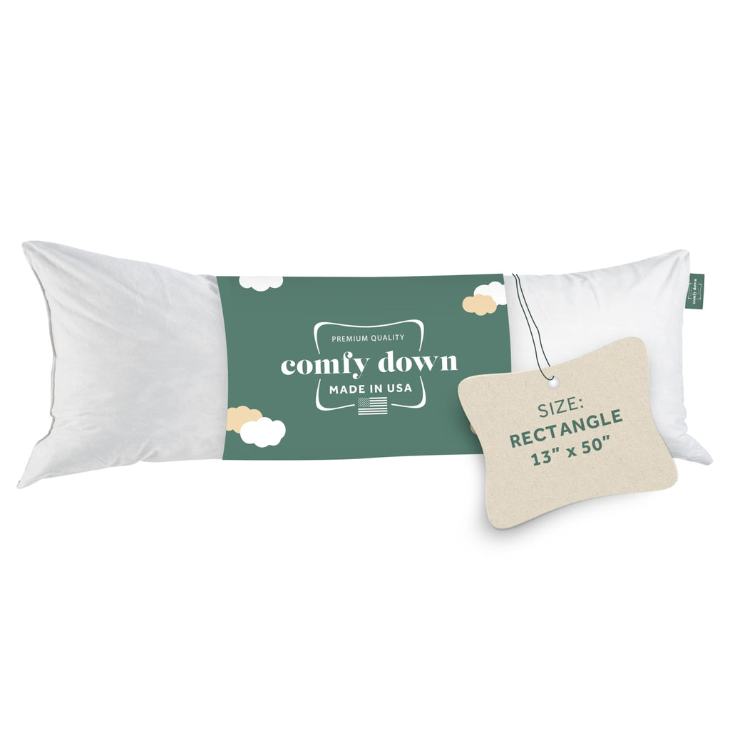ComfyDown 12x18 Throw Pillow Insert, Down & Feather Fill, 100% Cotton Cover, Made in USA – Premium Soft Decorative Pillow Form Sham Stuffer for Bed, Sofa & Couch