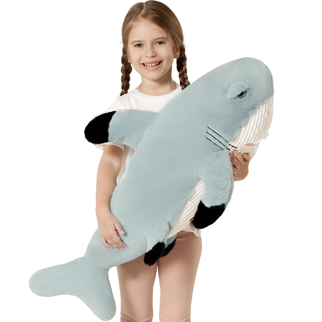 Tezituor 24 Inch Narwhal Stuffed Animal, Hugging Soft Ocean Narwhal Pillow Gift for Girls Kids, Cute Pink Large Stuffed Whale Plush Toy Christmas Deaor Gift