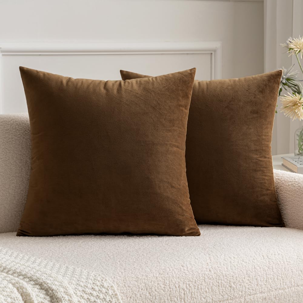 MIULEE Velvet Fall Throw Pillow Covers 20x20 Inch Pack of 2 Burnt Orange