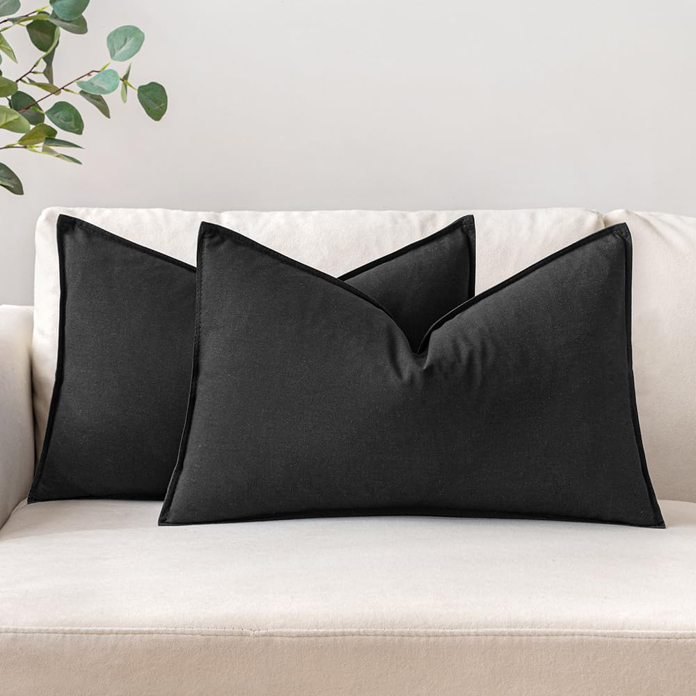 MIULEE Pack of 2 Decorative Linen Pillow Covers 18x18 Inch Olive Green